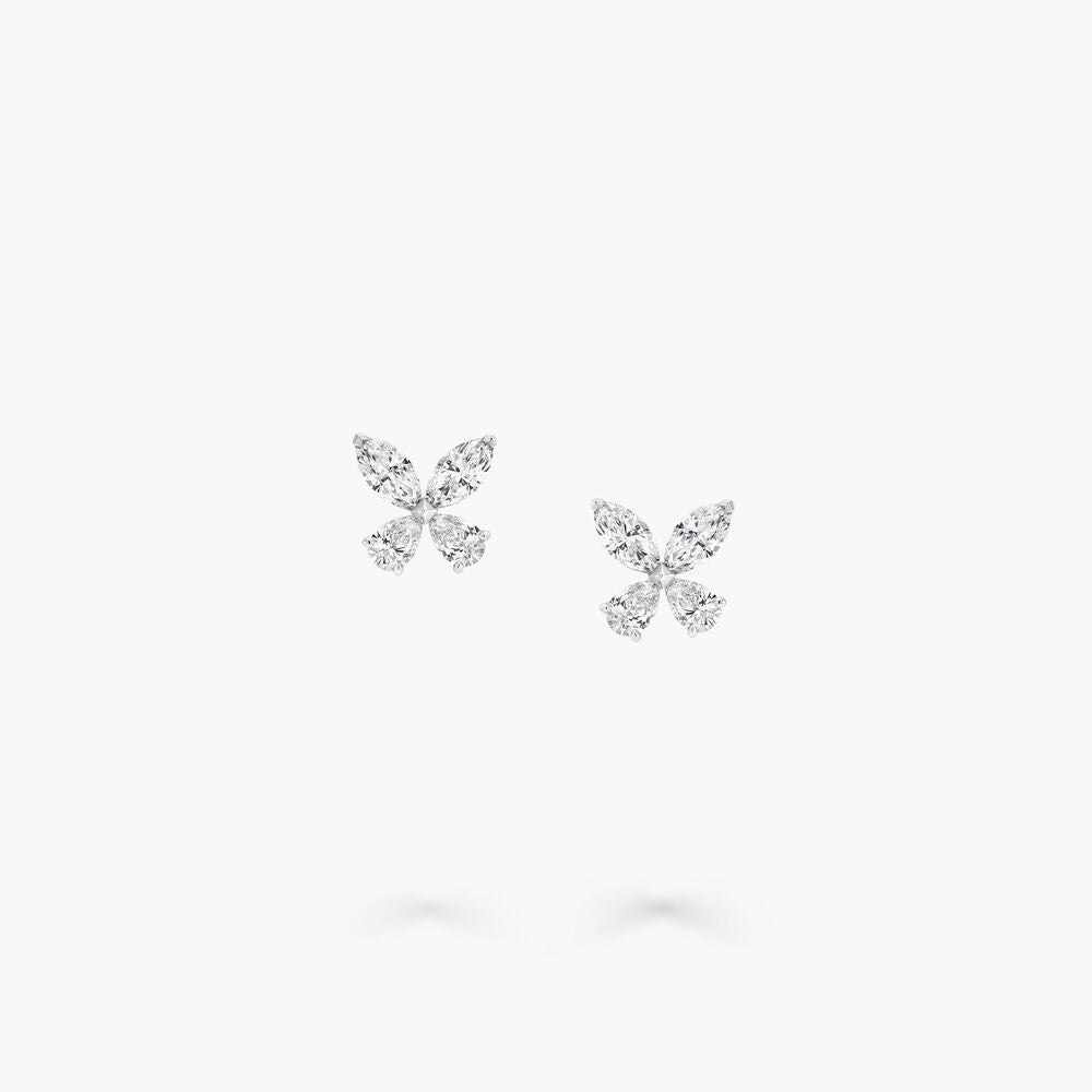 Lab diamond cluster stud earrings in white metal, IGI certified, Draco Diamond