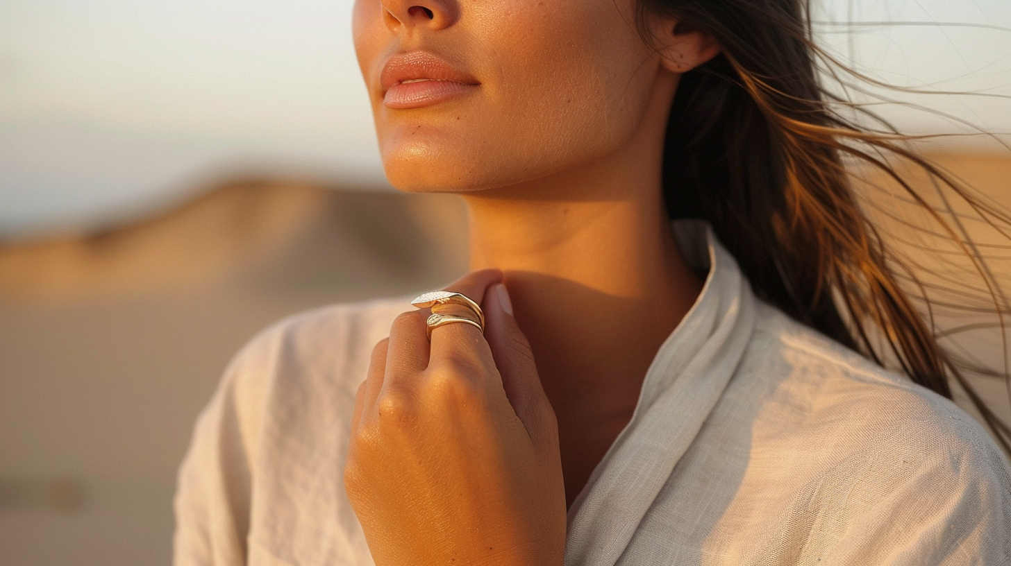 Lab grown diamond engagement ring worn on the hand in natural light, Draco Diamond, Canada