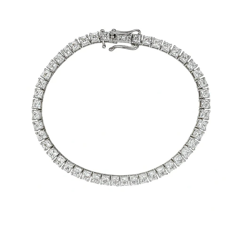 7.8ct Princess Cut Lab Diamond Tennis Bracelet | VS2+ | 10K White Gold | Draco Diamond