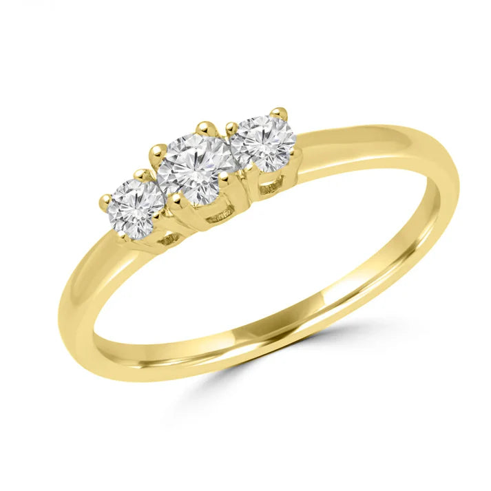Women's 0.30ct Lab Diamond Trinity Engagement Ring scale reference | 0.3ct 10K white gold lab diamond
