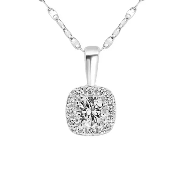 0.60ct Halo Diamond Pendant Necklace in 14K Gold with 16 inch Chain | 14K gold | IGI certified lab diamond