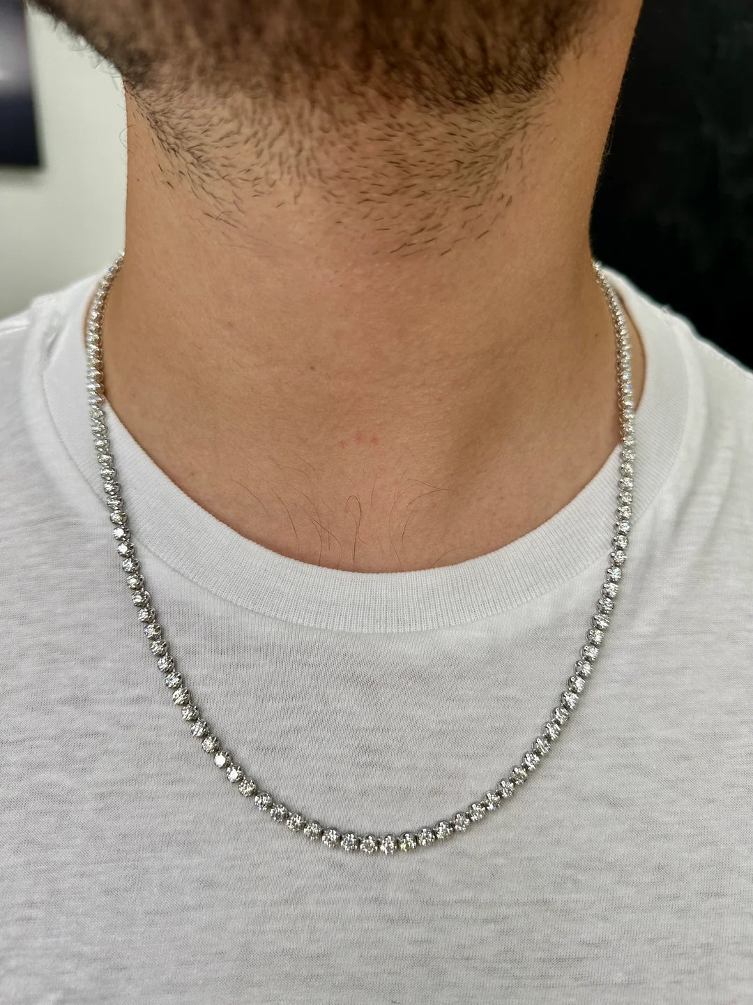 15ct Lab Grown Diamond Tennis Chain | Round VS2+ | Silver, 10K-18K Gold & Platinum | Draco Diamond
