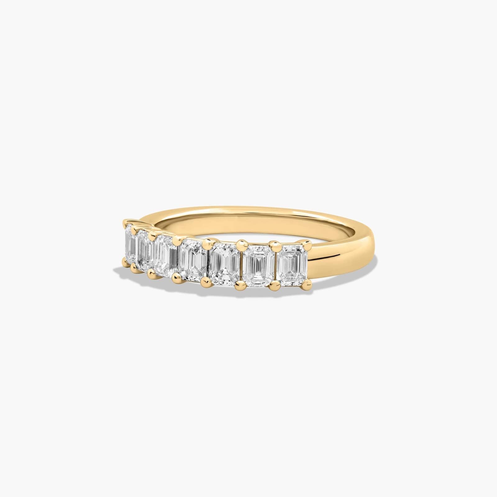 Women's 1ct Seven Stone Emerald Cut Anniversary Ring side profile | emerald cut cut lab diamond detail
