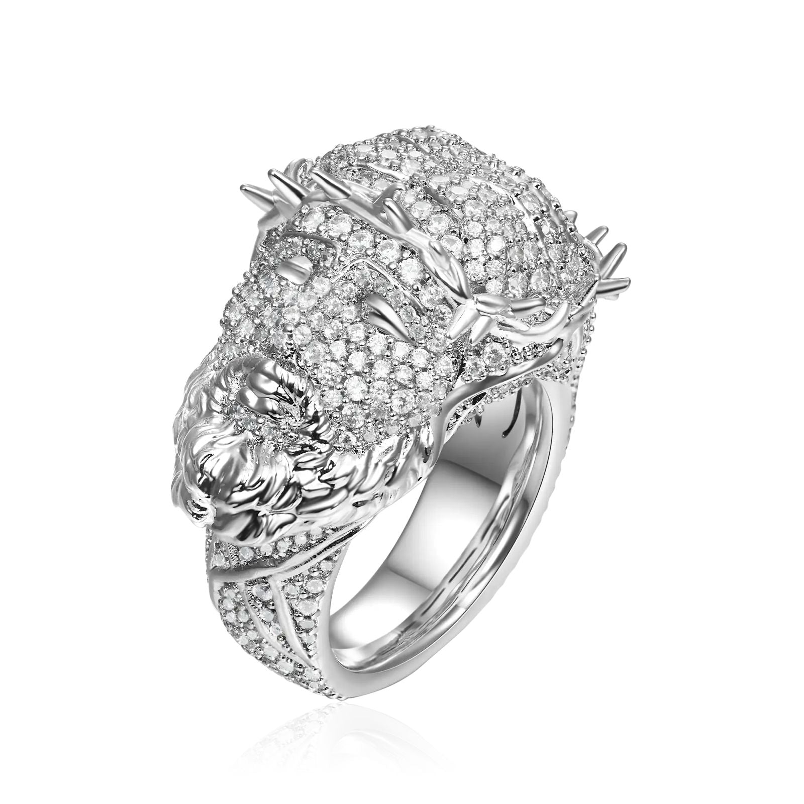 10.01ct Lab Diamond Jesus Head Ring | 10K white gold | IDGL certified lab diamond