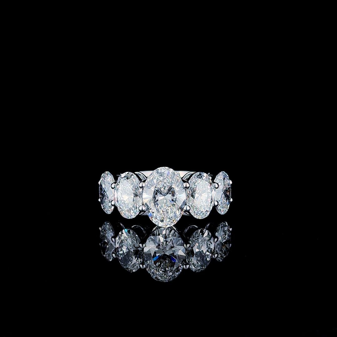 8.5ct Lab Diamond Ring | Oval Five Stone | IGI Certified VS+ DEF | 10K White Gold | Ghostforge
