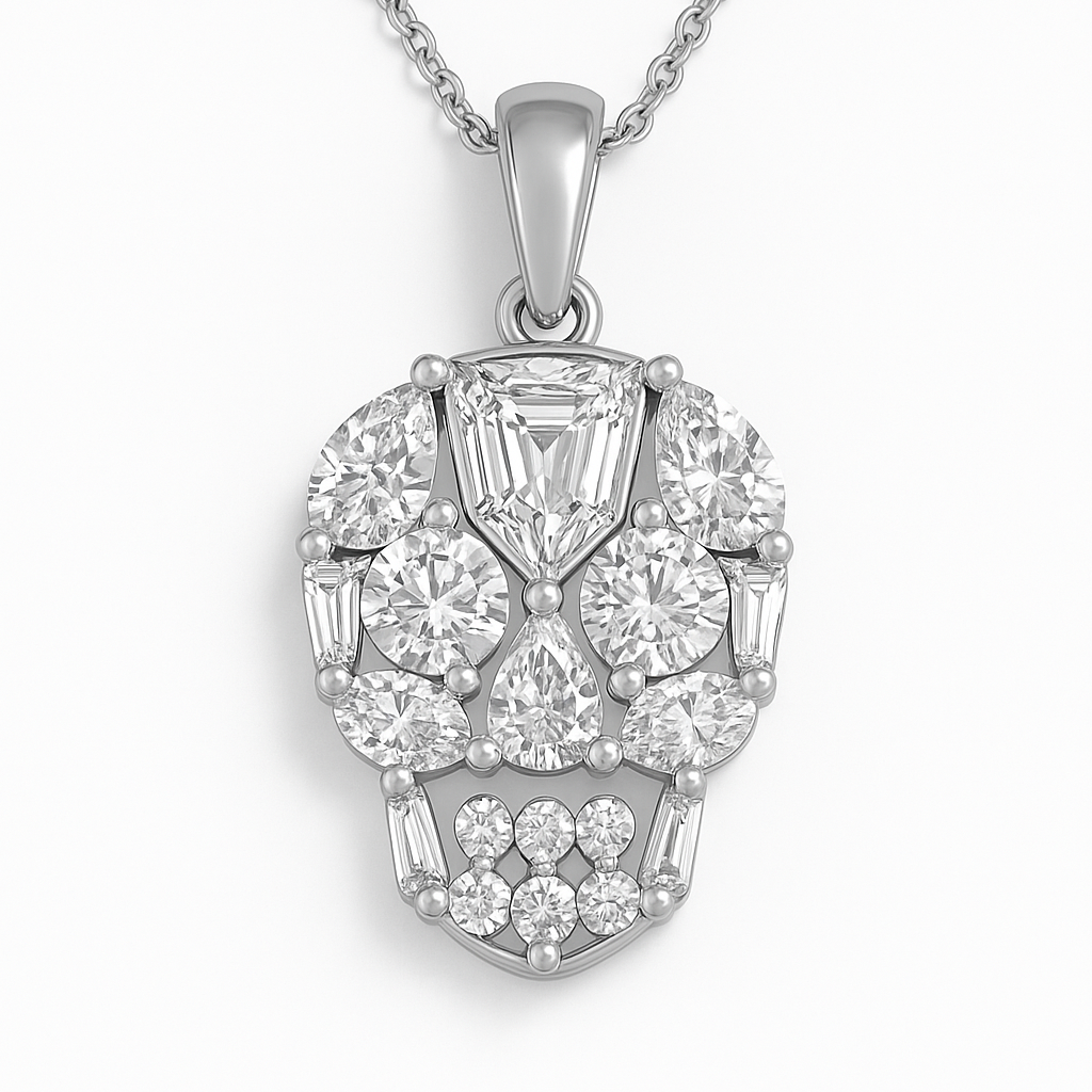 5.2ct Lab Diamond Skull Pendant | IGI Certified VS+ DEF | 10K White Gold