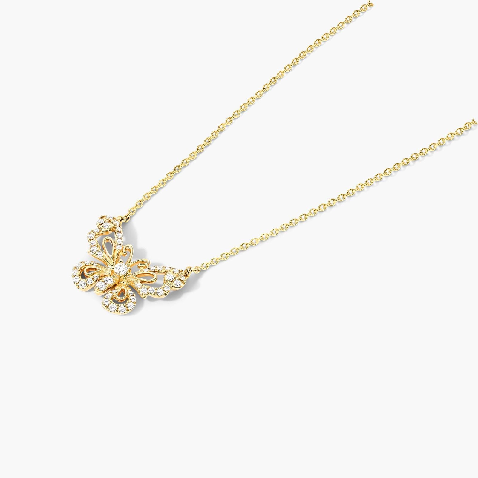 1ct Lab Grown Diamond Butterfly Pendant side profile | lab diamond detail
