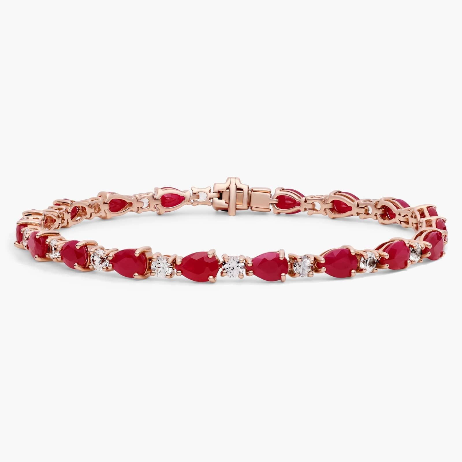 Ruby & Diamond Tennis Bracelet | 14ct TW | 10-18K Gold