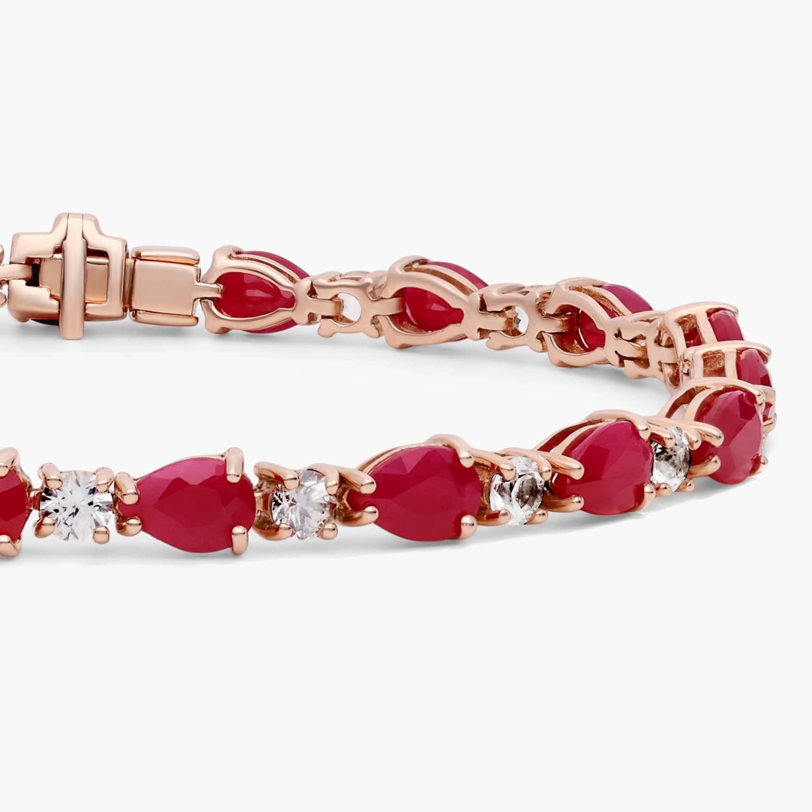 Ruby & Diamond Tennis Bracelet | 14ct TW | 10-18K Gold