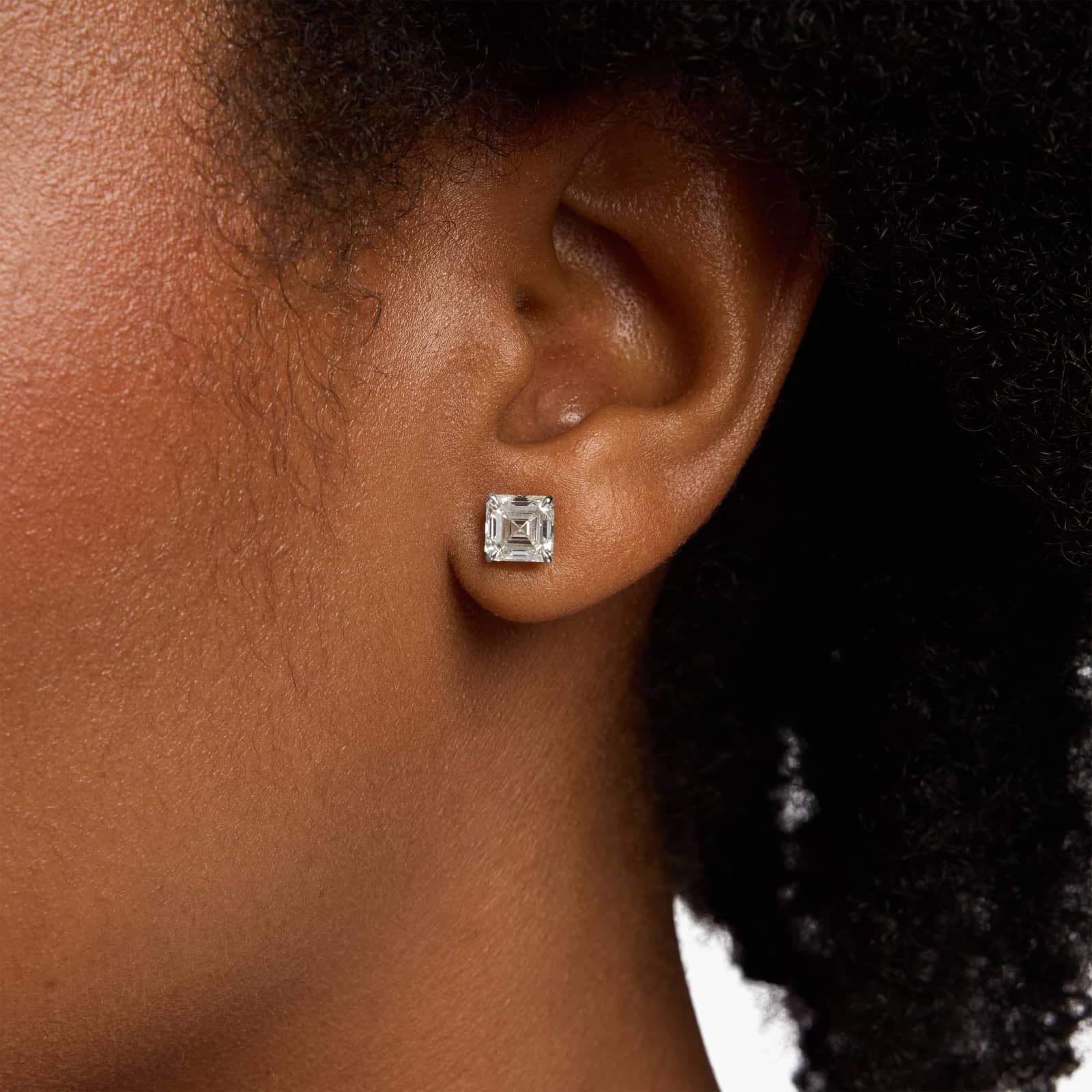 Asscher Cut Lab Diamond Stud Earrings | 3ct TW | 10-18K Gold