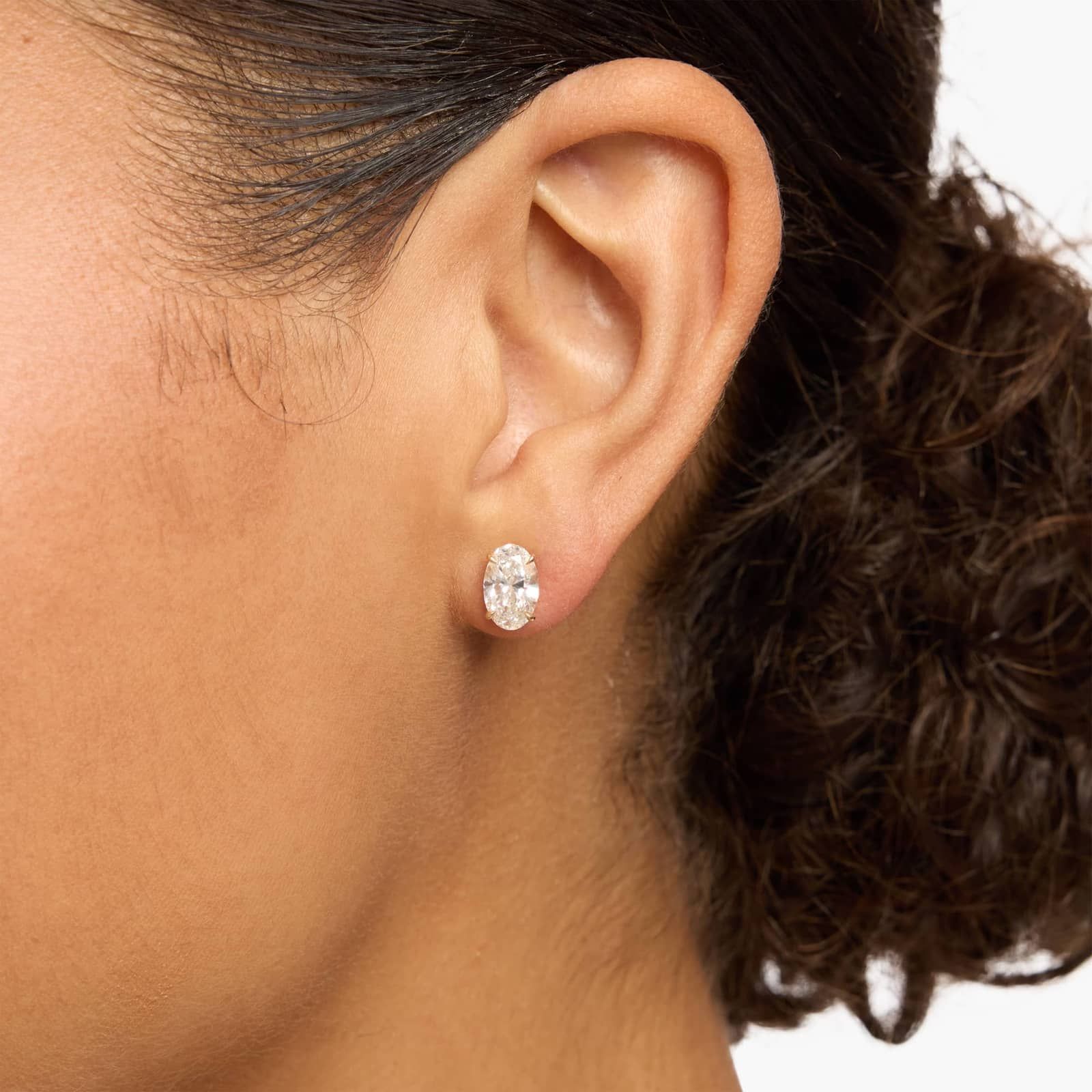 Oval Cut Lab Diamond Stud Earrings | 2ct TW | 10-18K Gold