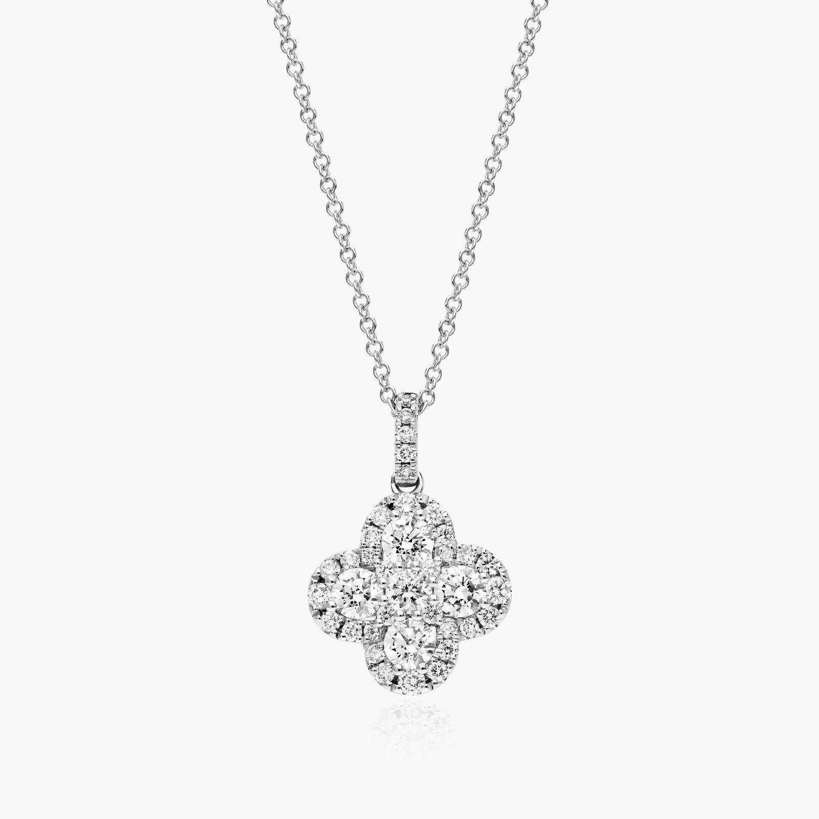 Women's 1ct Diamond Clover Pendant Necklace | 10K Gold | Draco Diamond