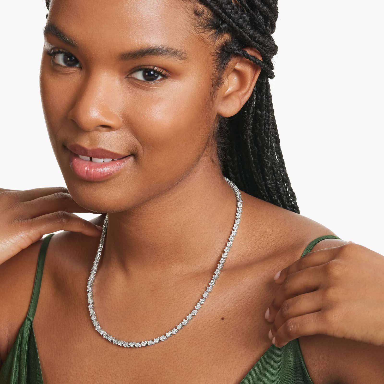 Women's 9ct Pear Diamond Tennis Necklace | 10K Gold | Draco Diamond