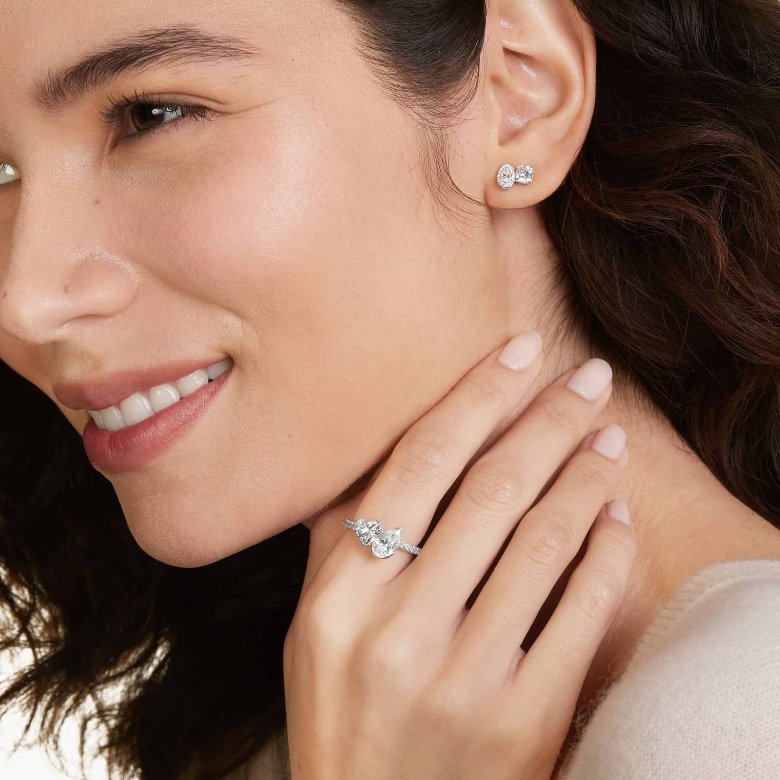 Women's 2.25ct Toi et Moi Pear & Heart Pavé Diamond Ring | 10K Gold | Draco Diamond