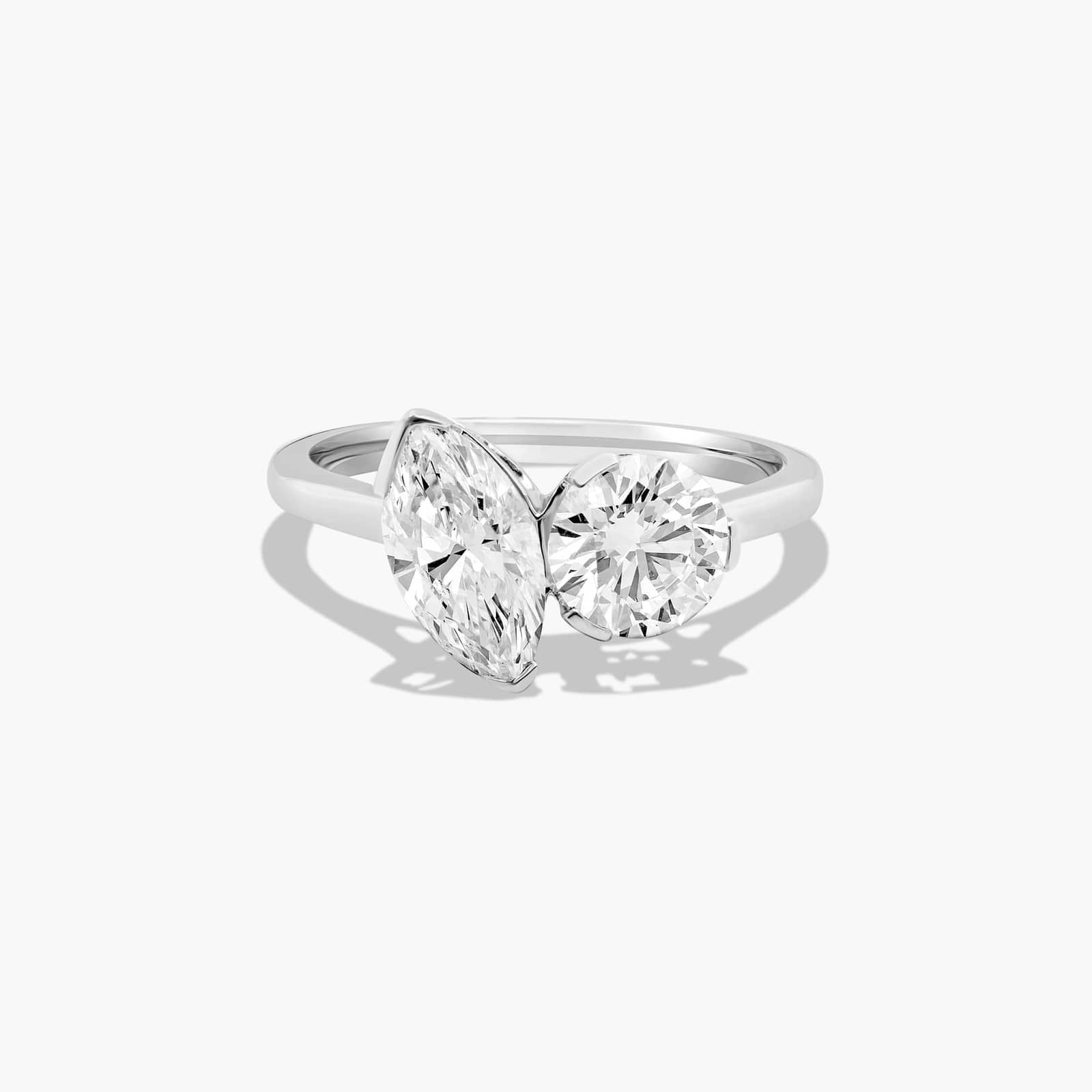 Women's 2ct Toi et Moi Pear & Round Diamond Bypass Ring | 10K Gold | Draco Diamond