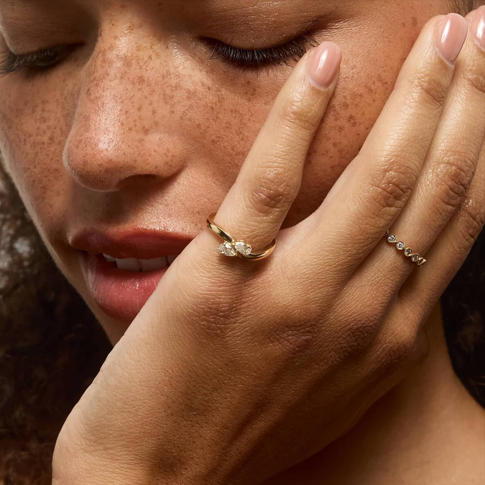 Women's Two Stone Pear Diamond Ring | Toi et Moi Design | 10K Gold | Draco Diamond