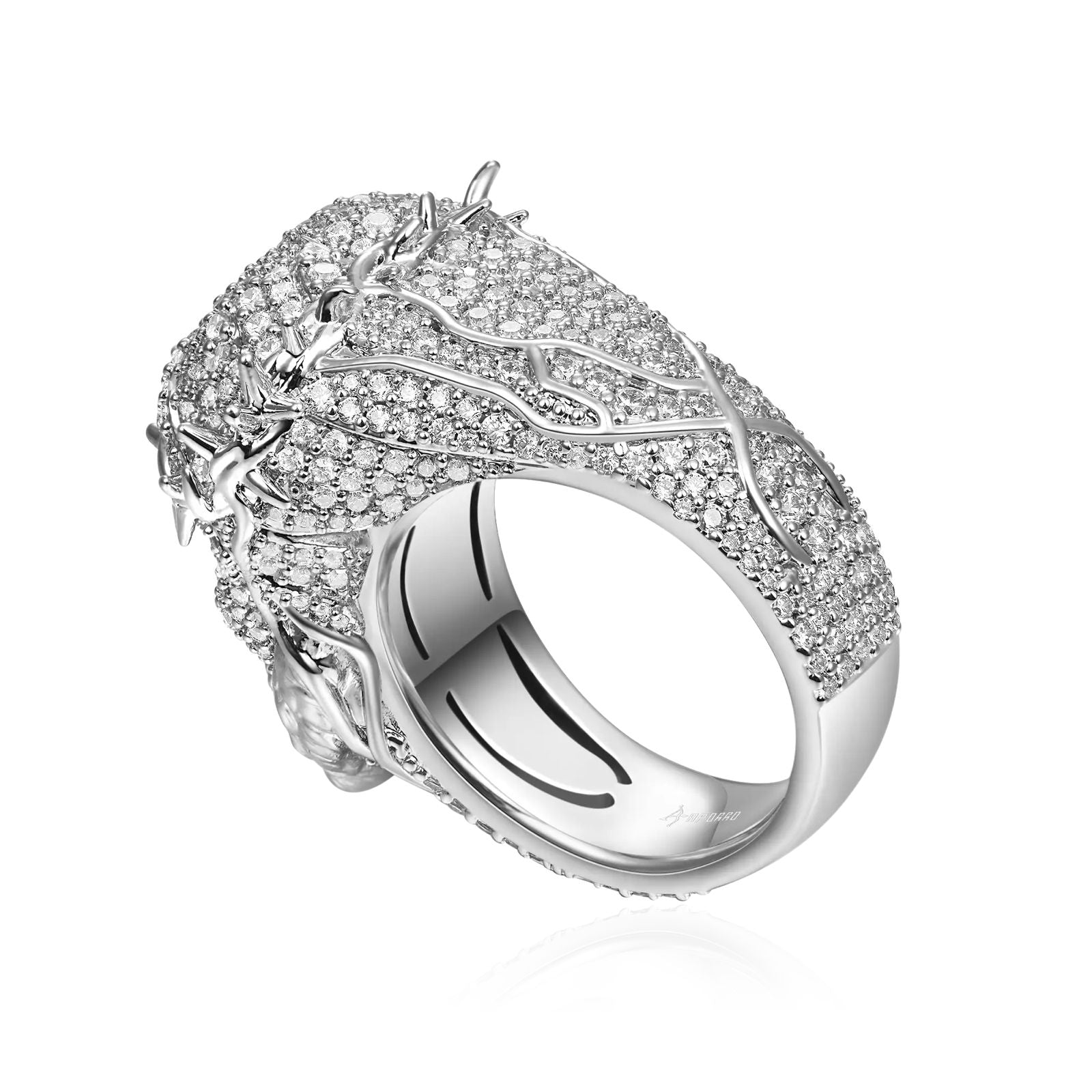 10.01ct Lab Diamond Jesus Head Ring on model | styled 10K white gold ring