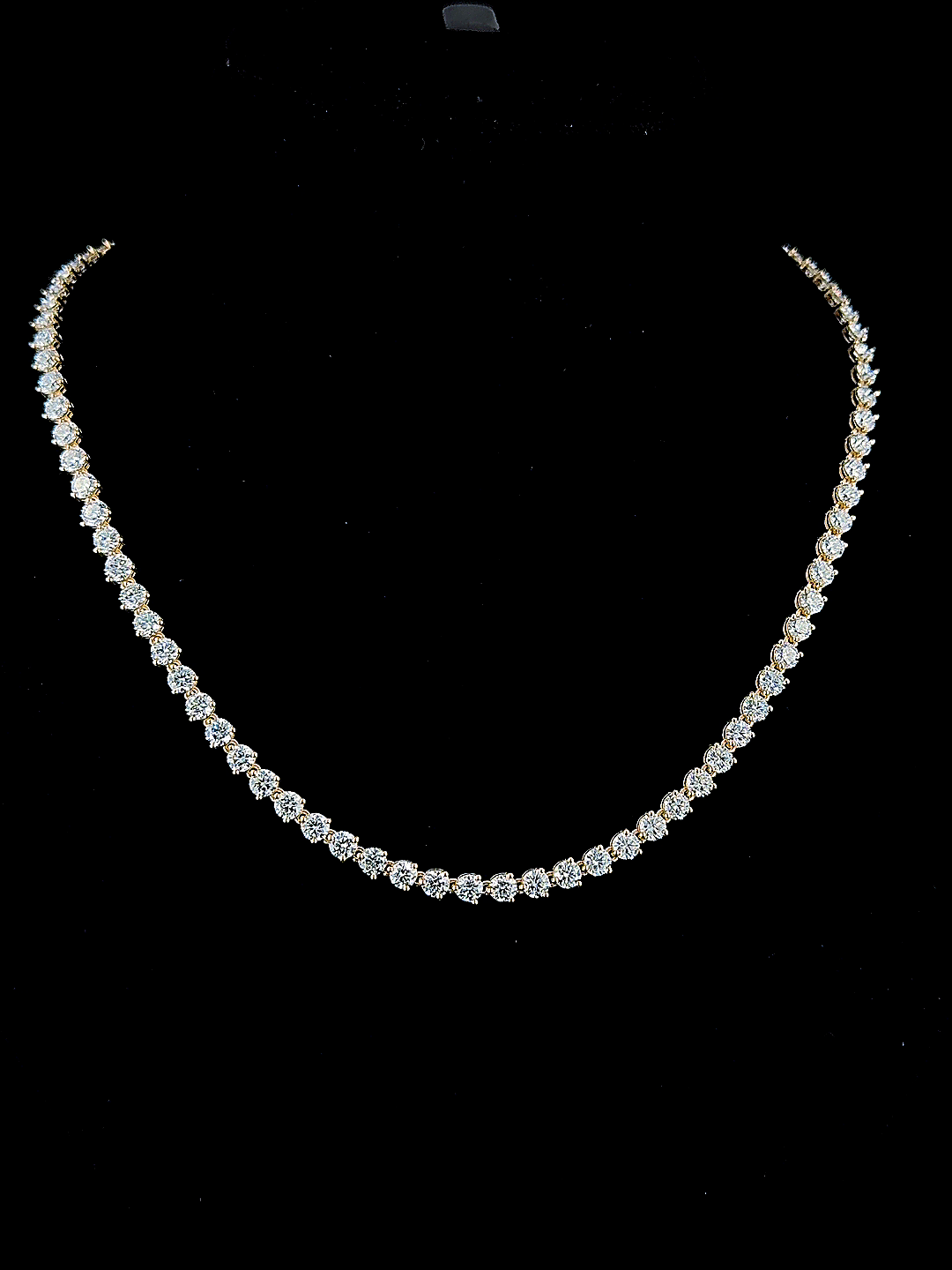 15ct round diamond tennis chain yellow gold real video frame front