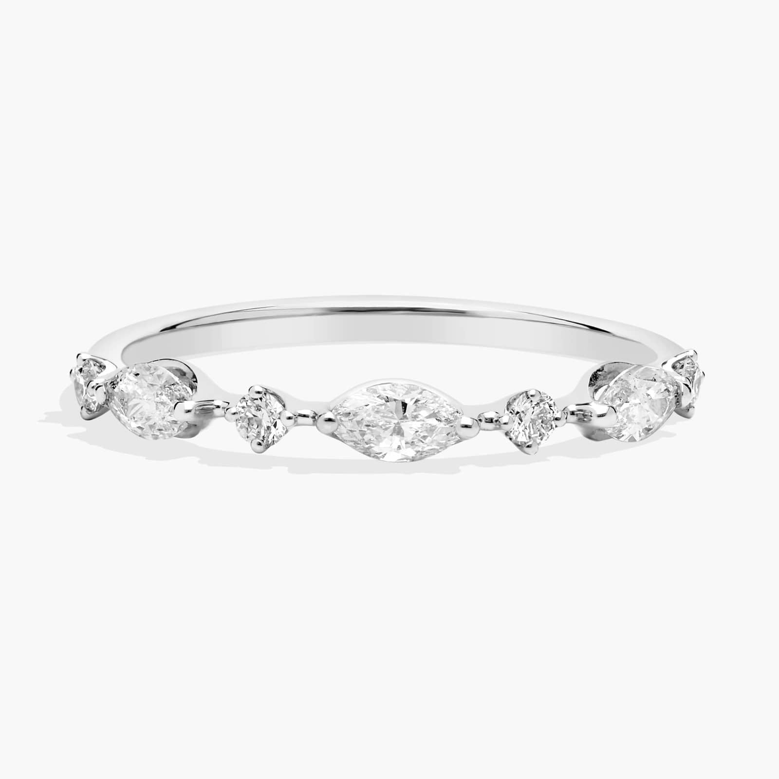 Women's 0.39ct Marquise & Round Alternating Diamond Band | 10K gold | IGI certified lab diamond