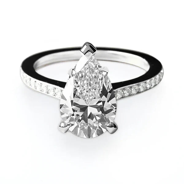 2ct Pear Cut Lab Diamond Halo Engagement Ring | VS2 | 10K Yellow Gold | Draco Diamond