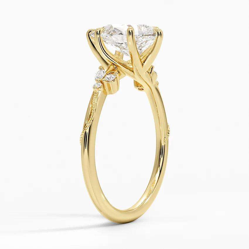 2ct Lab Diamond Ring | Pear Nature Vine | Marquise Accents | 10K White Gold | Engagement