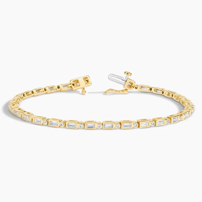 Vanté Baguette and Round Diamond Bezel Tennis Bracelet