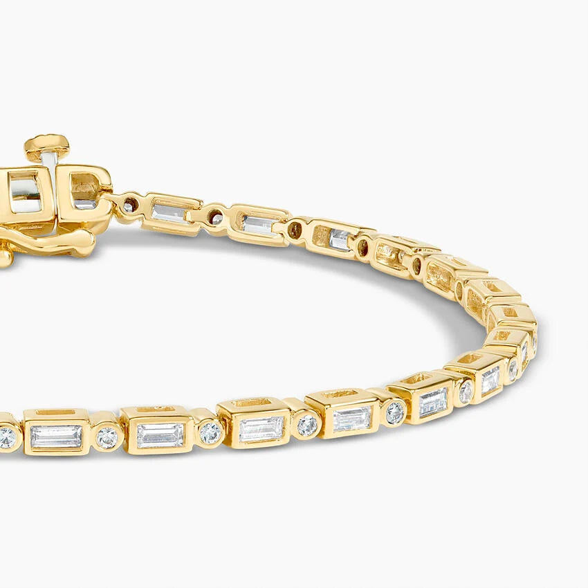 Vanté Baguette and Round Diamond Bezel Tennis Bracelet