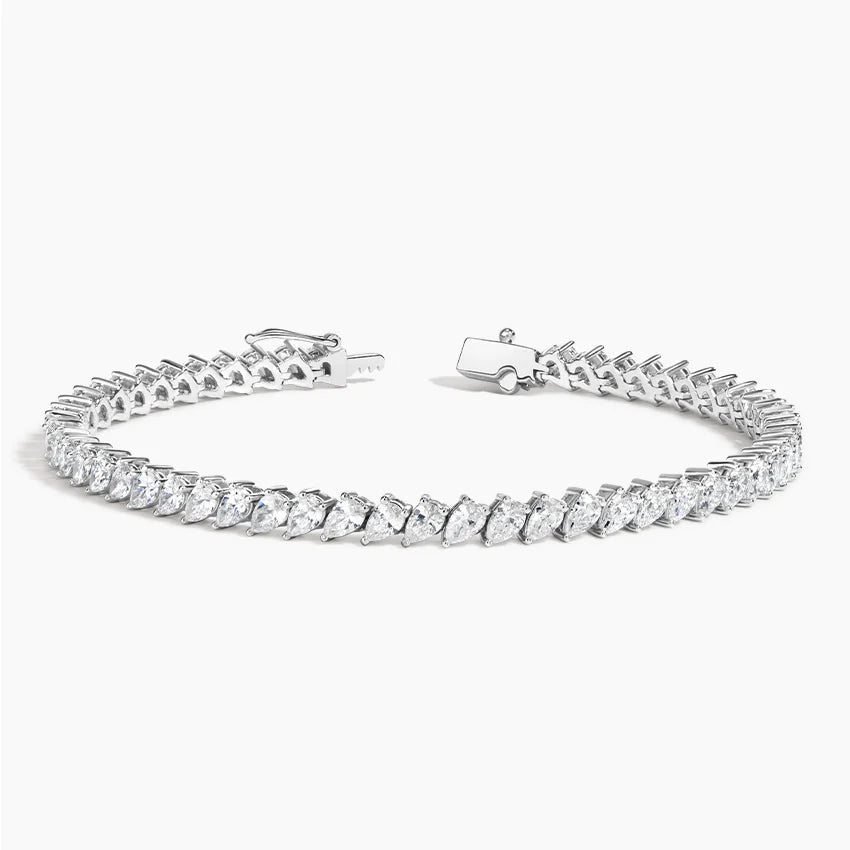 Angled Pear Lab Diamond Tennis Bracelet