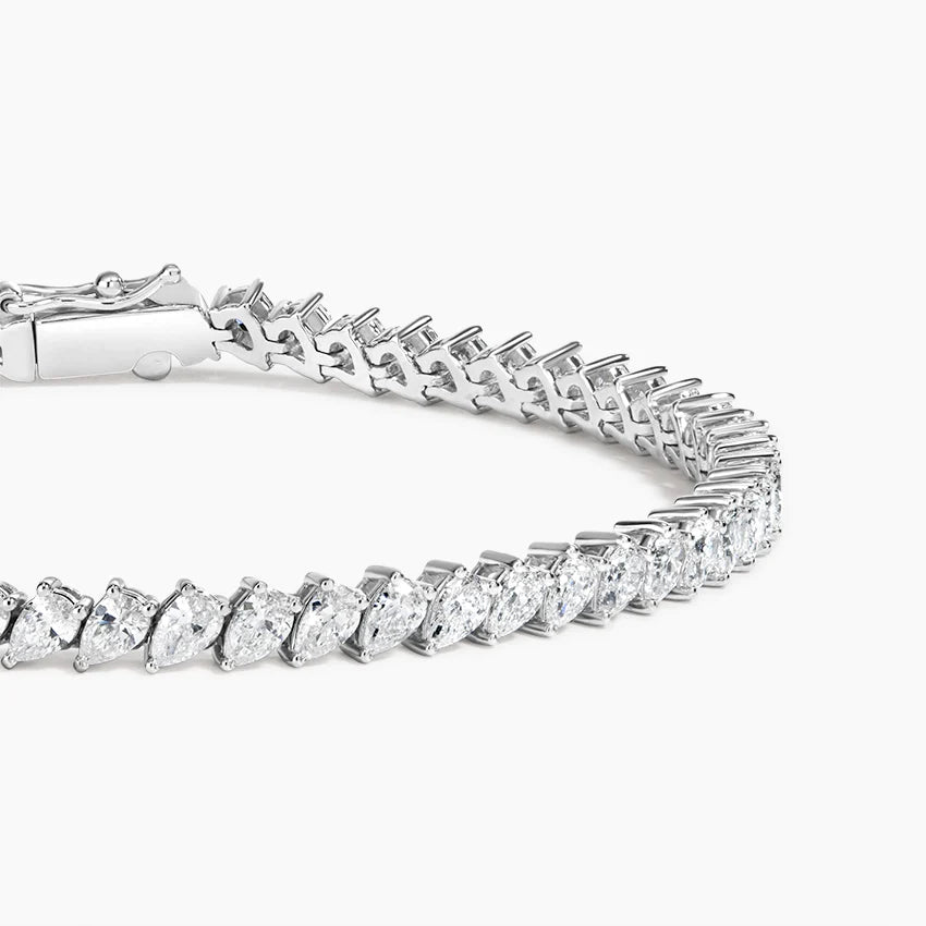 Angled Pear Lab Diamond Tennis Bracelet