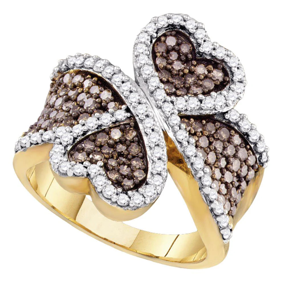 Women's 1.5ct Cognac Lab Diamond Heart Ring | 10K Yellow Gold | Draco Diamond