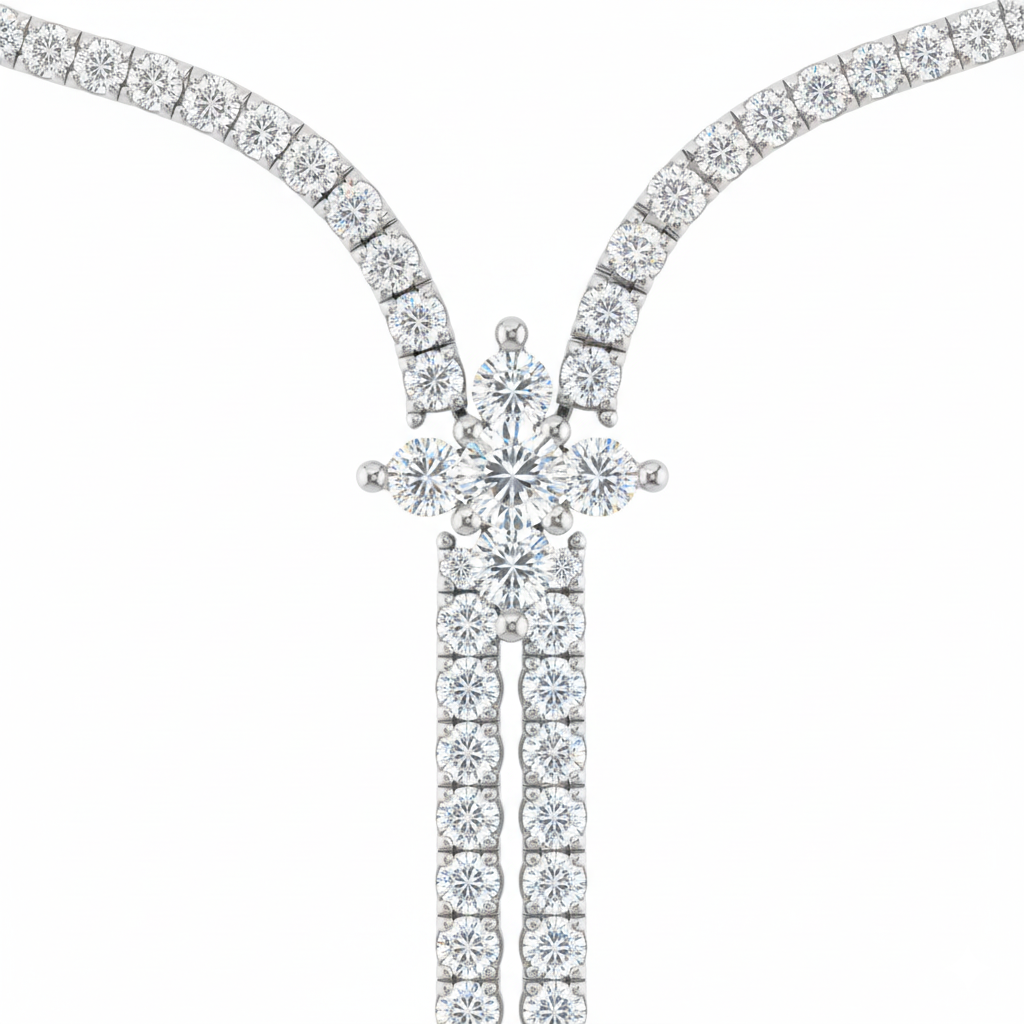 12ct Lab Diamond Necklace side profile | lab diamond detail