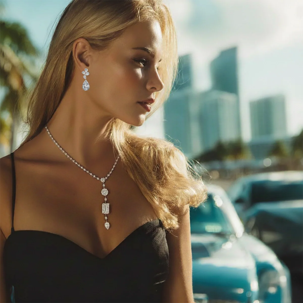 45ct y drop lariat lab grown diamond necklace shown worn