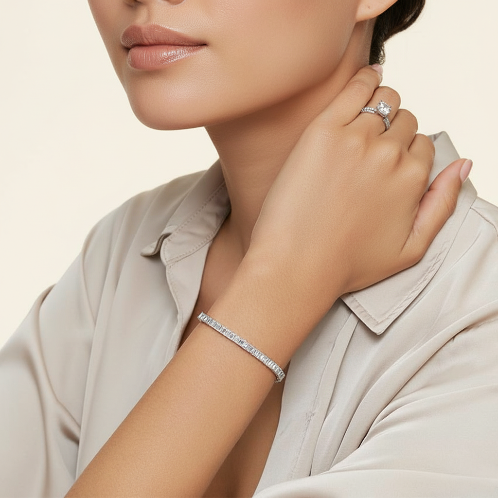 Emerald Cut Diamond Tennis Bracelet