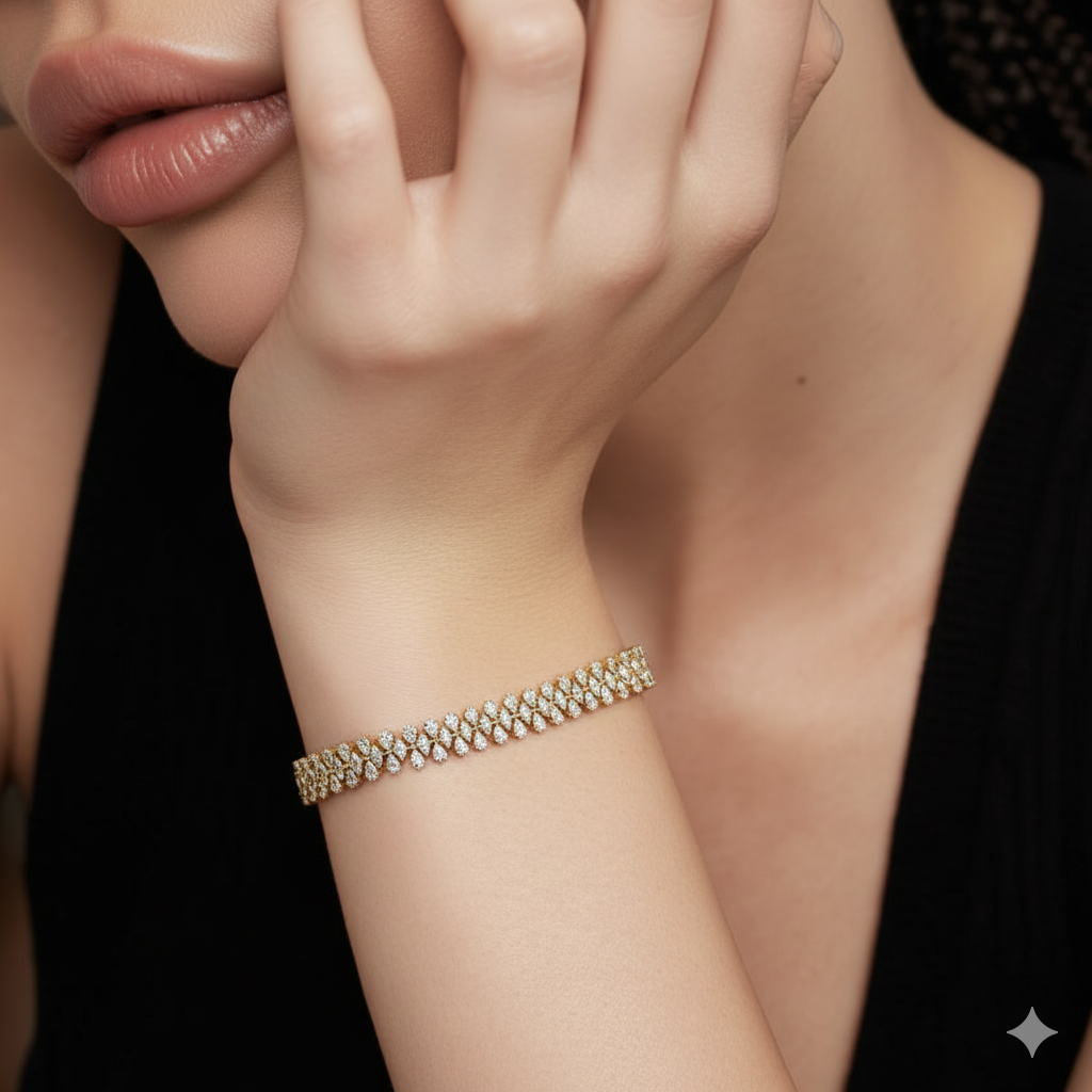 Miranova Three-Row Pear Diamond Bracelet