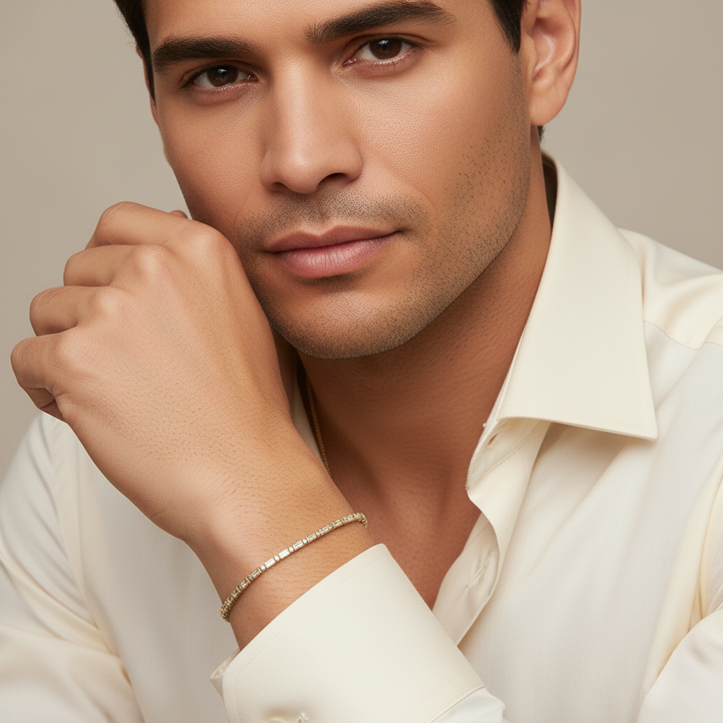 Vanté Baguette and Round Diamond Bezel Tennis Bracelet
