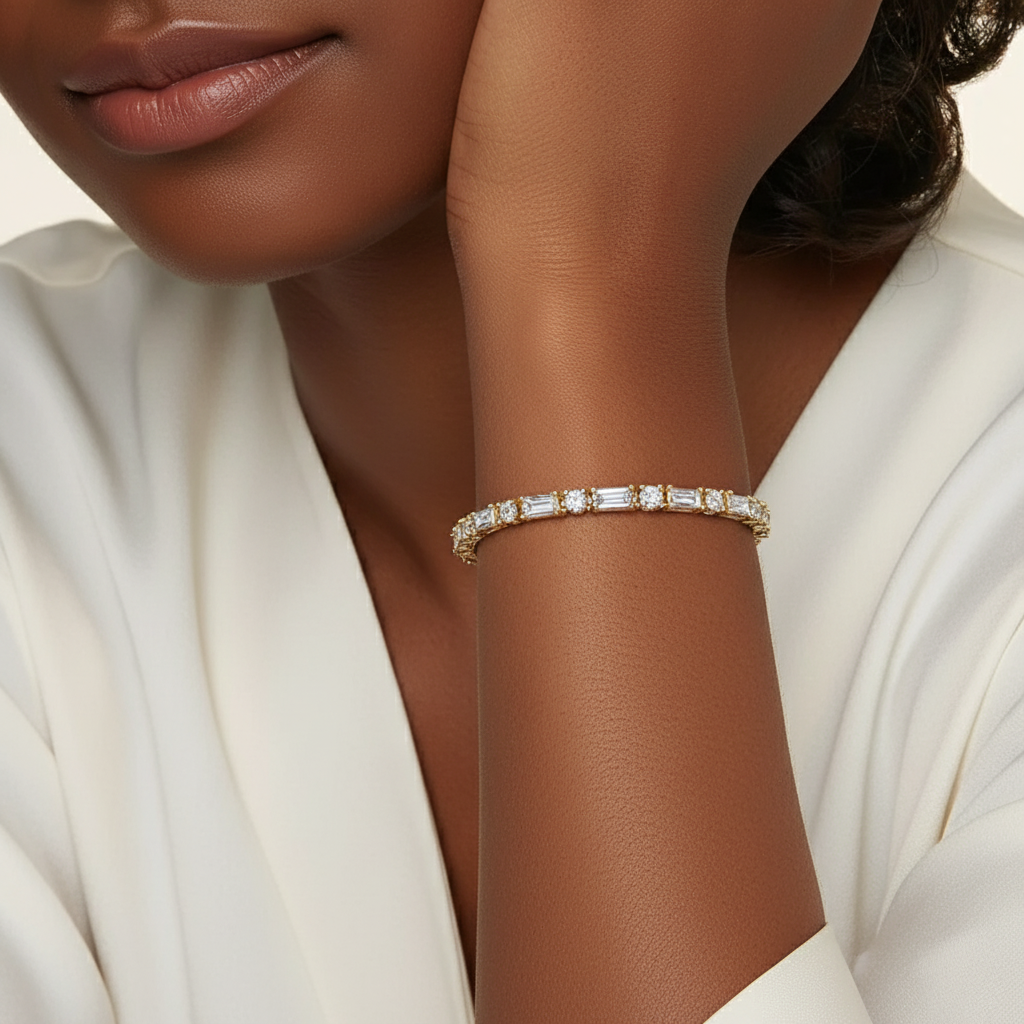 Regenta Baguette and Round Lab Diamond Tennis Bracelet