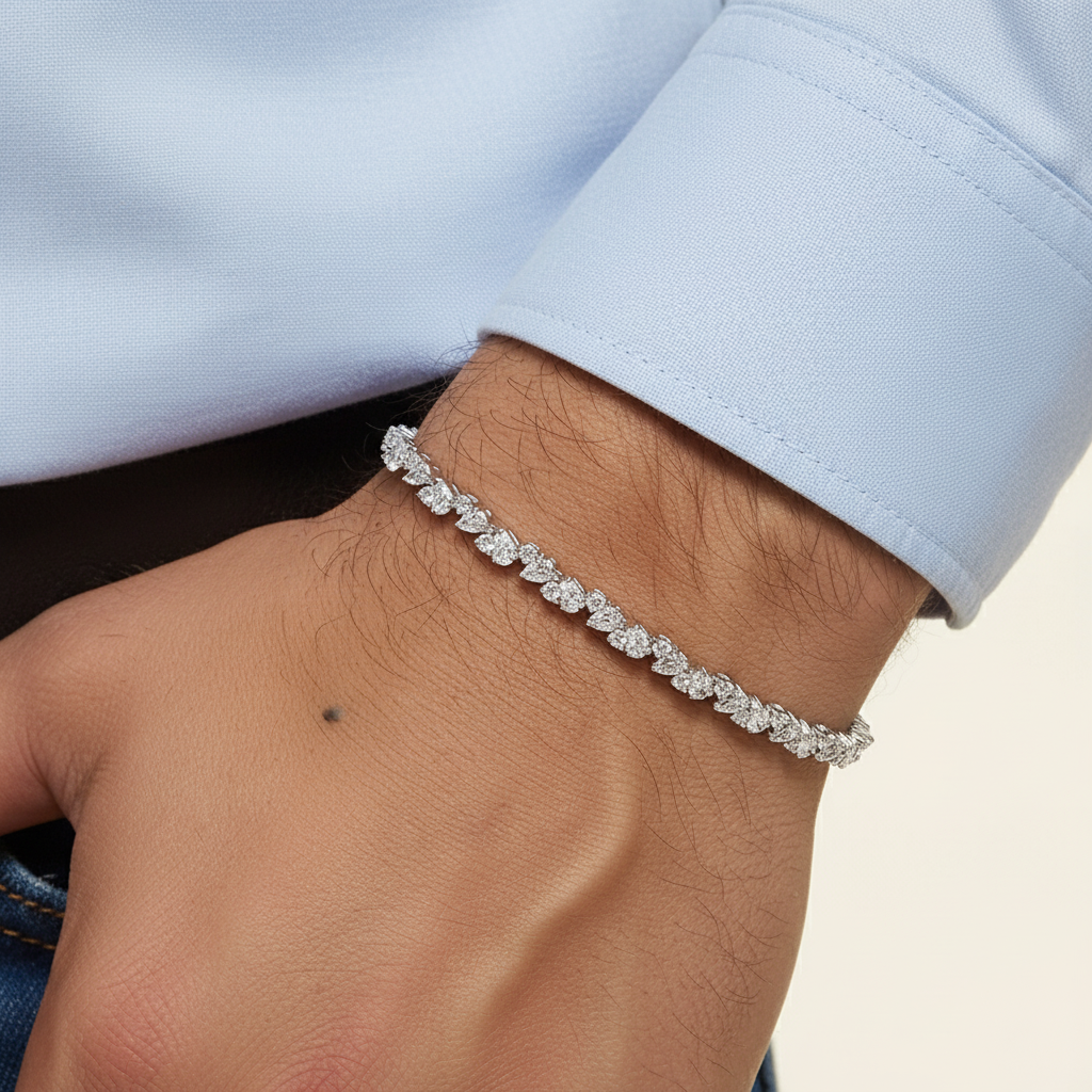 Astrielle Pear and Round Lab Diamond Tennis Bracelet