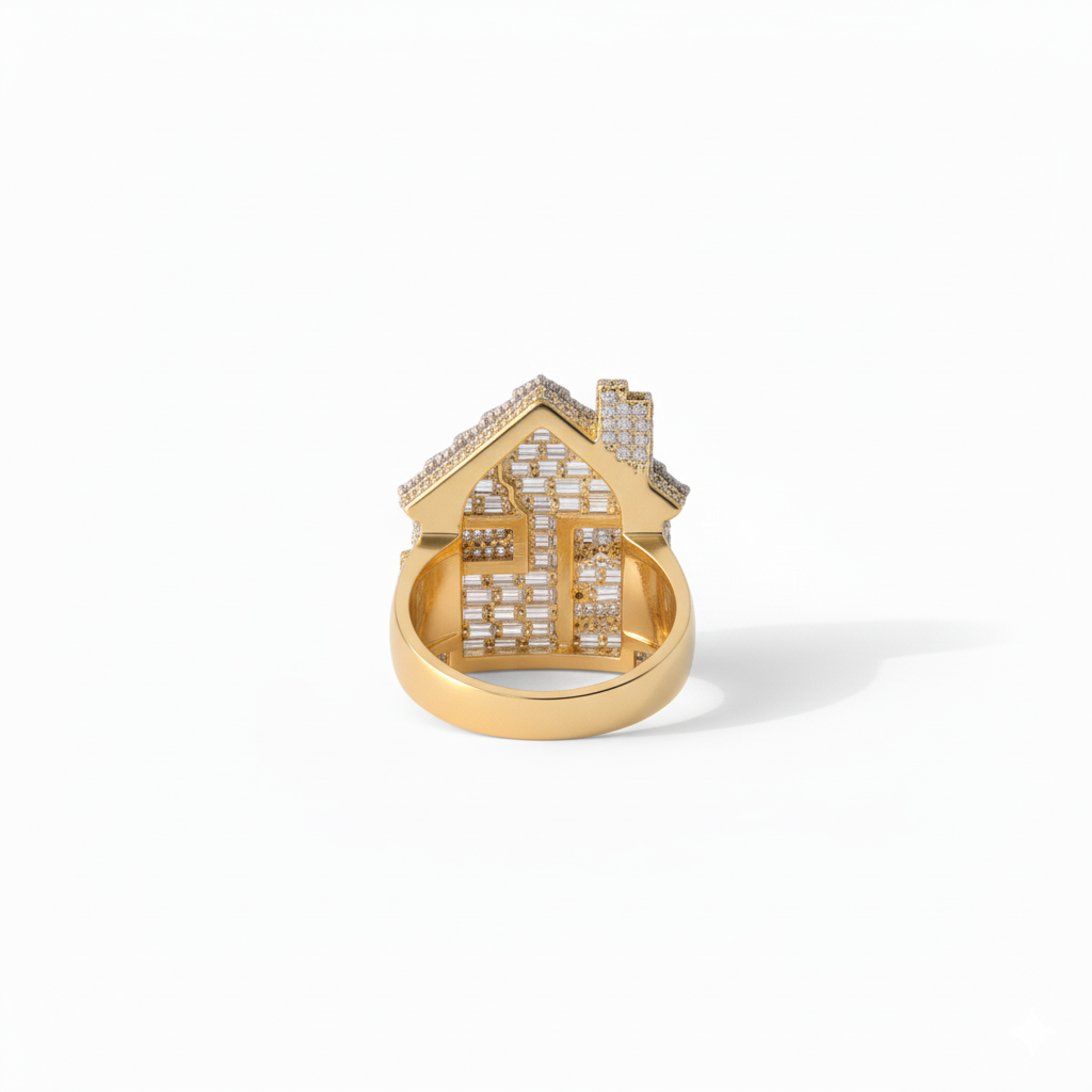 6ct baguette lab grown diamond ring, on a white background