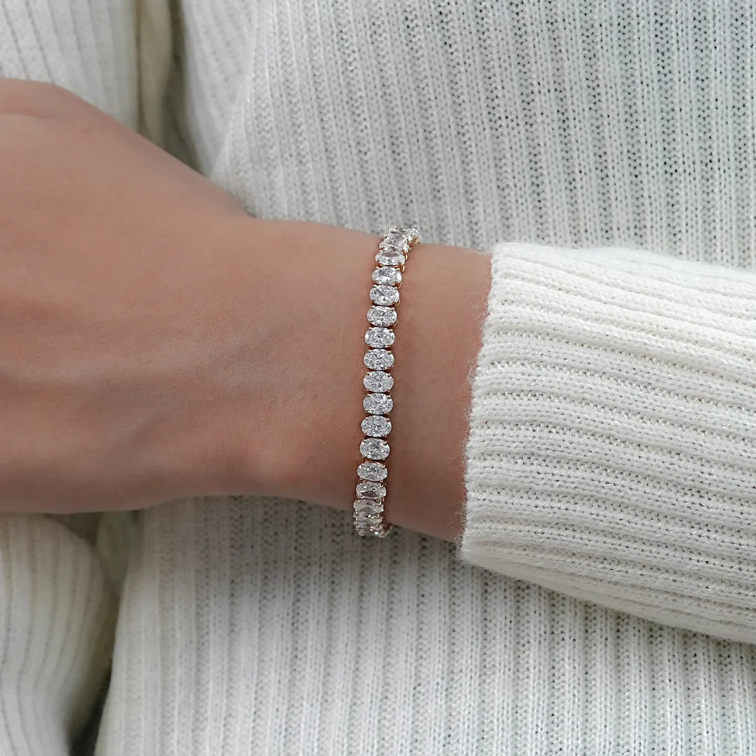 5ct Lab Grown Diamond Tennis Bracelet | Oval Cut | IGI Certified VS | 7 Inch | Silver, 10K-18K Gold & Platinum | Draco Diamond