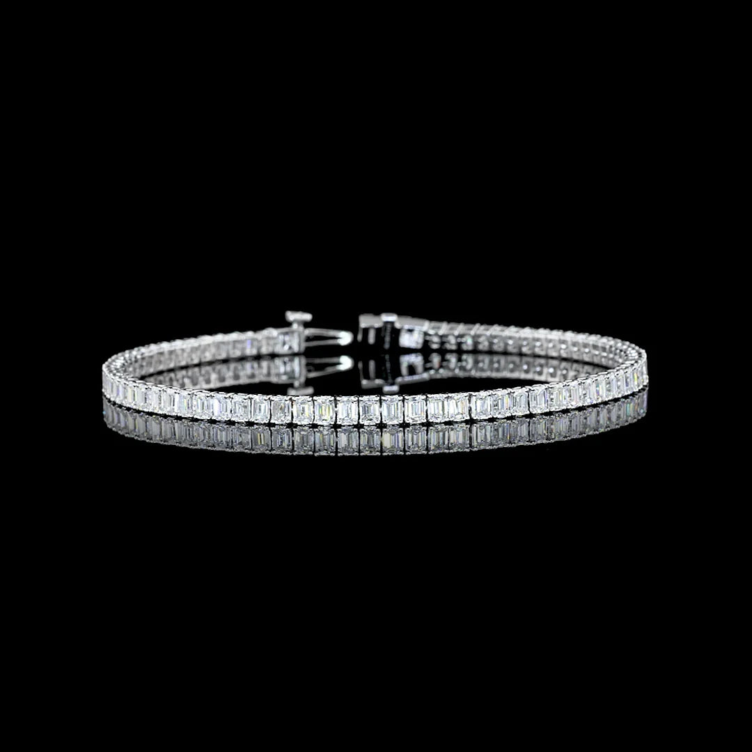 5ct Lab Diamond Tennis Bracelet | Emerald Cut | IGI Certified VS | 7 Inch | Silver, 10K-18K Gold & Platinum | Draco Diamond