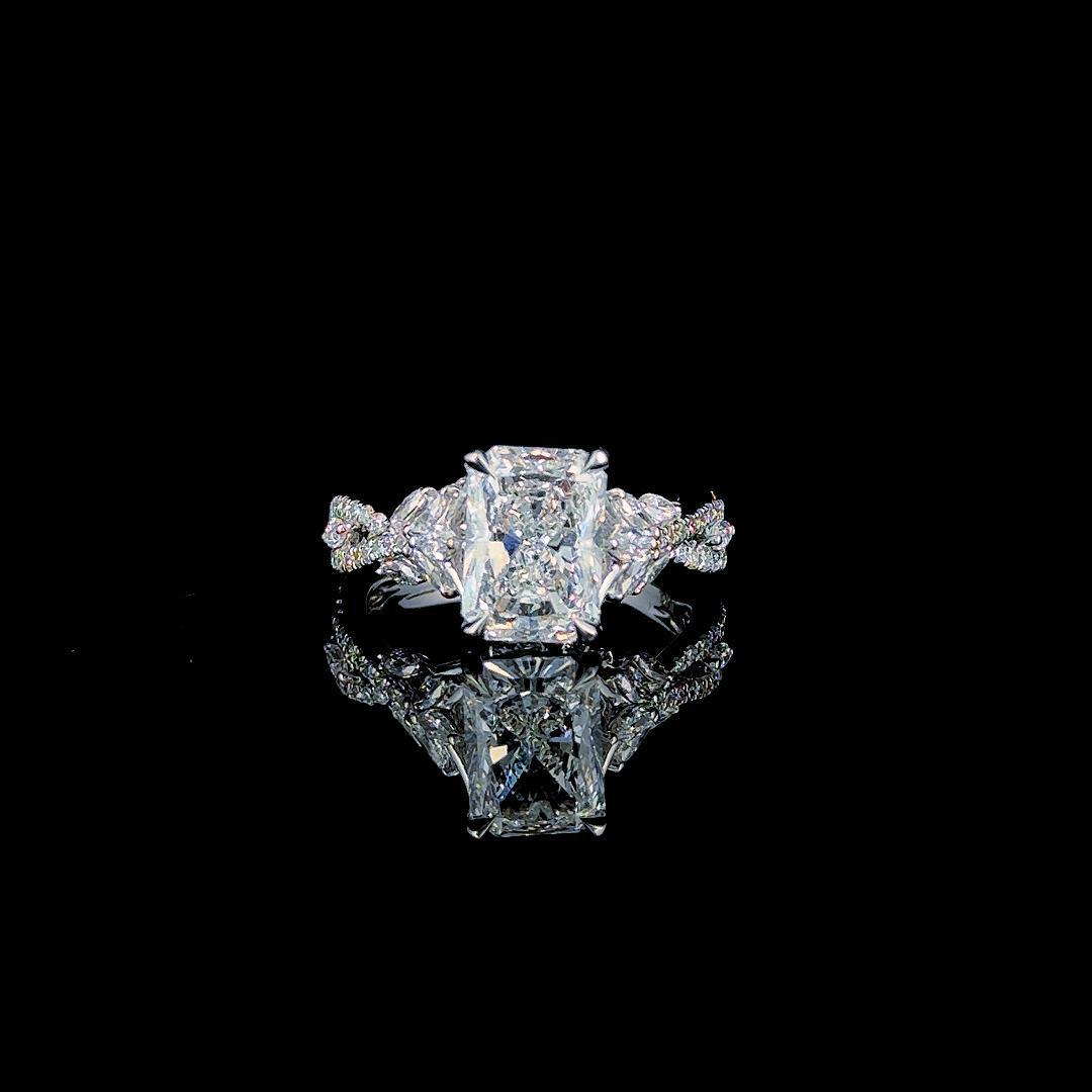 3ct Radiant Lab Diamond Engagement Ring | 4.3ct TW | 10-18K Gold