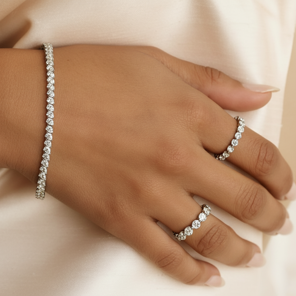 Angled Pear Lab Diamond Tennis Bracelet