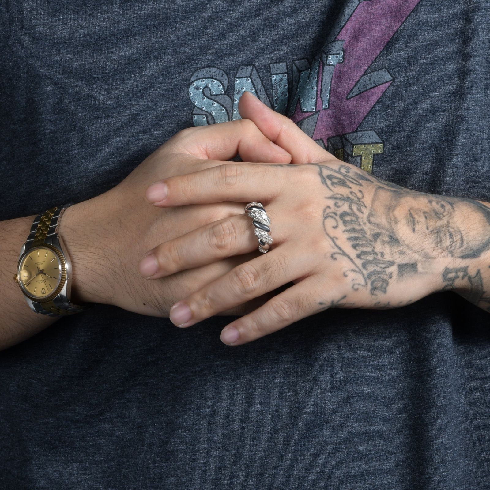 3.5ct Lab Diamond Twisted Band | Baguette & Round | IGI Certified | 10K White Gold