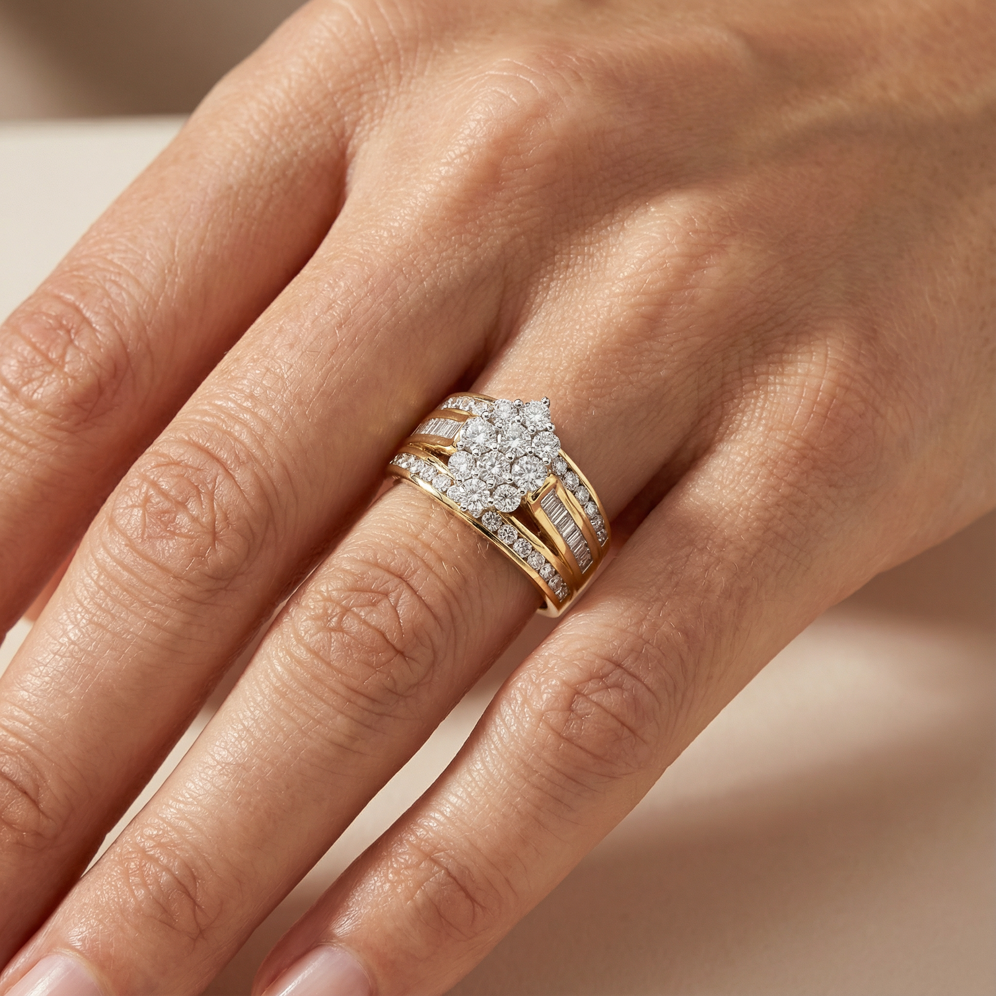 Women's 1.1ct Lab Diamond Right Hand Ring | 10K Yellow Gold | Draco Diamond