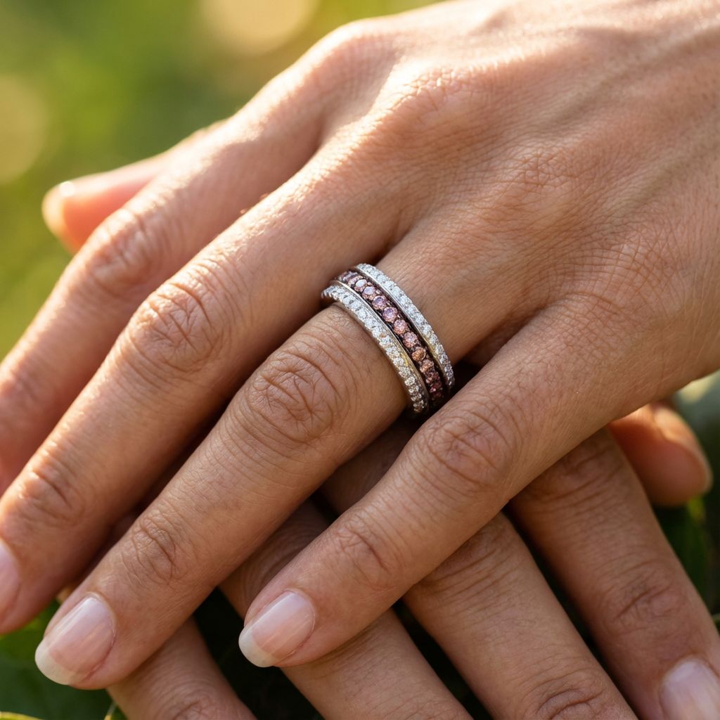 Women's 1.4ct Cognac Lab Diamond Band Ring side profile, lab diamond detail