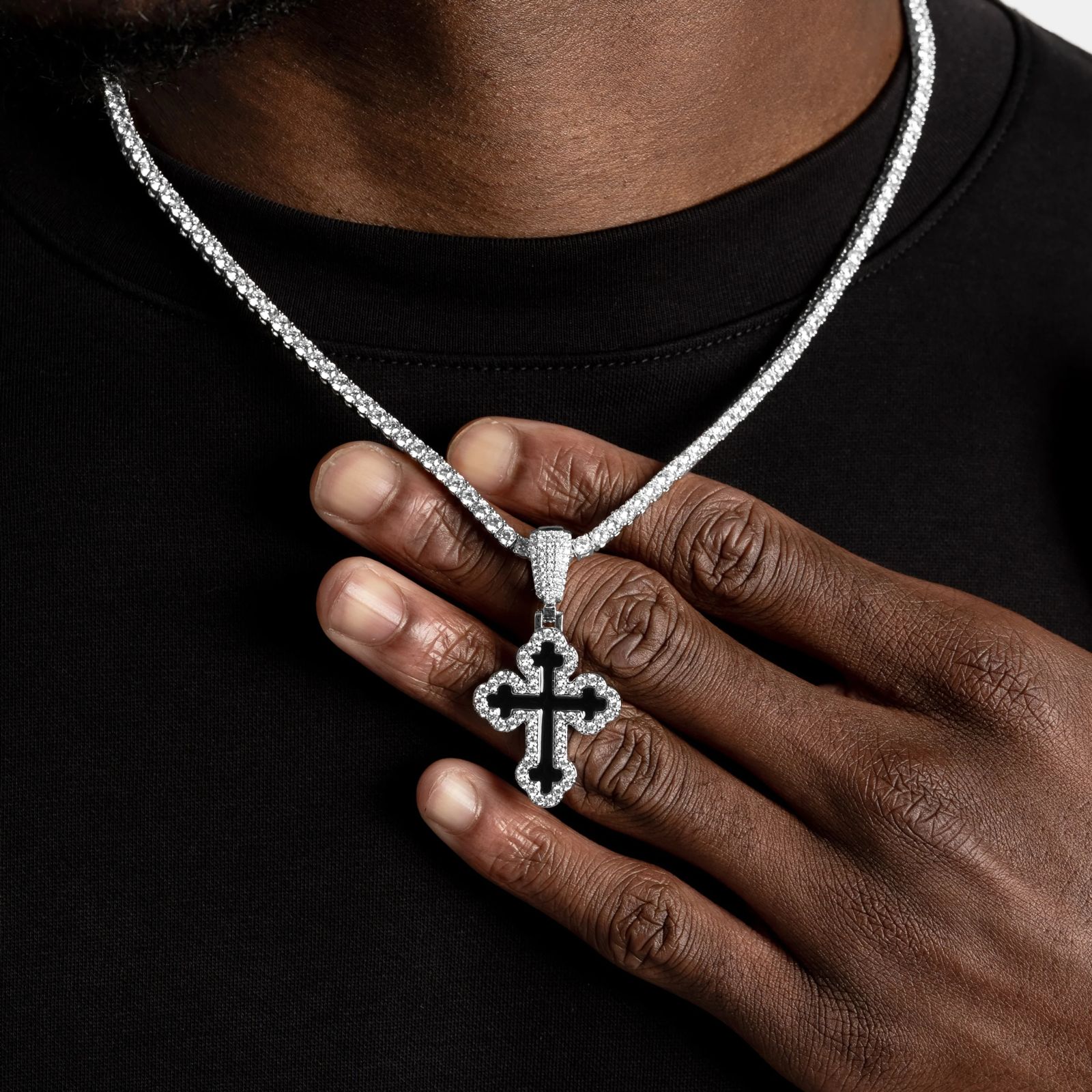 1.1ct Lab Diamond Cross Pendant | IGI Certified | 10K White Gold