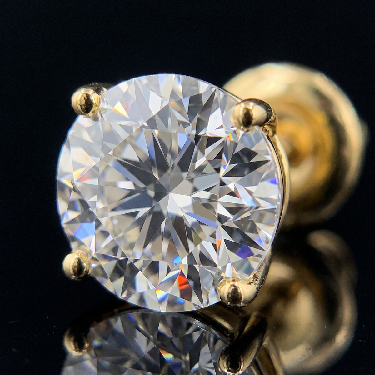 3ctw stud lab grown diamond earrings, on a black background