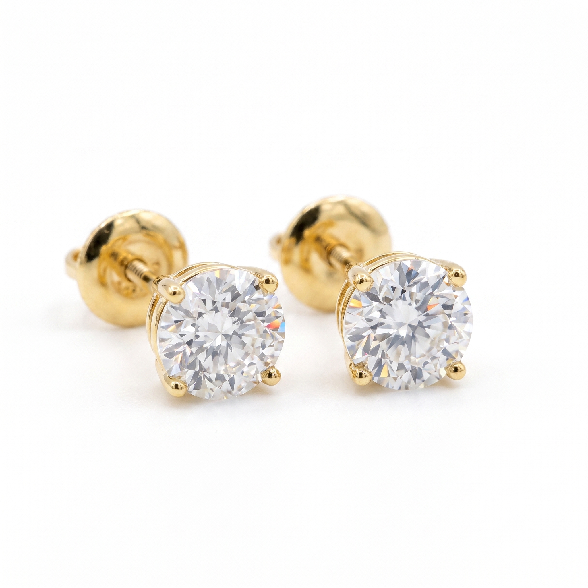 3ctw stud lab grown diamond earrings, front view on a white background