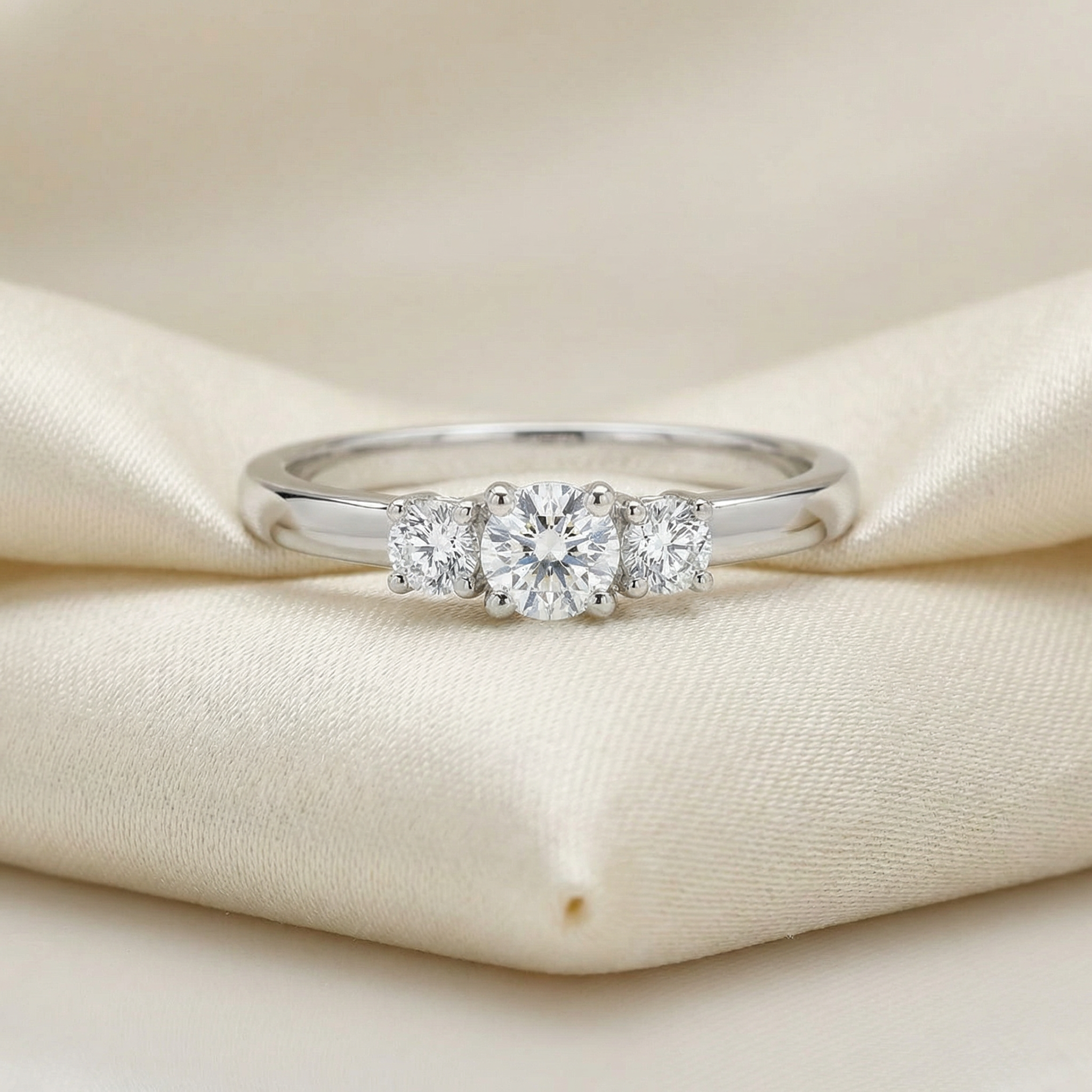 Women's 0.30ct Lab Diamond Trinity Engagement Ring side profile | lab diamond detail