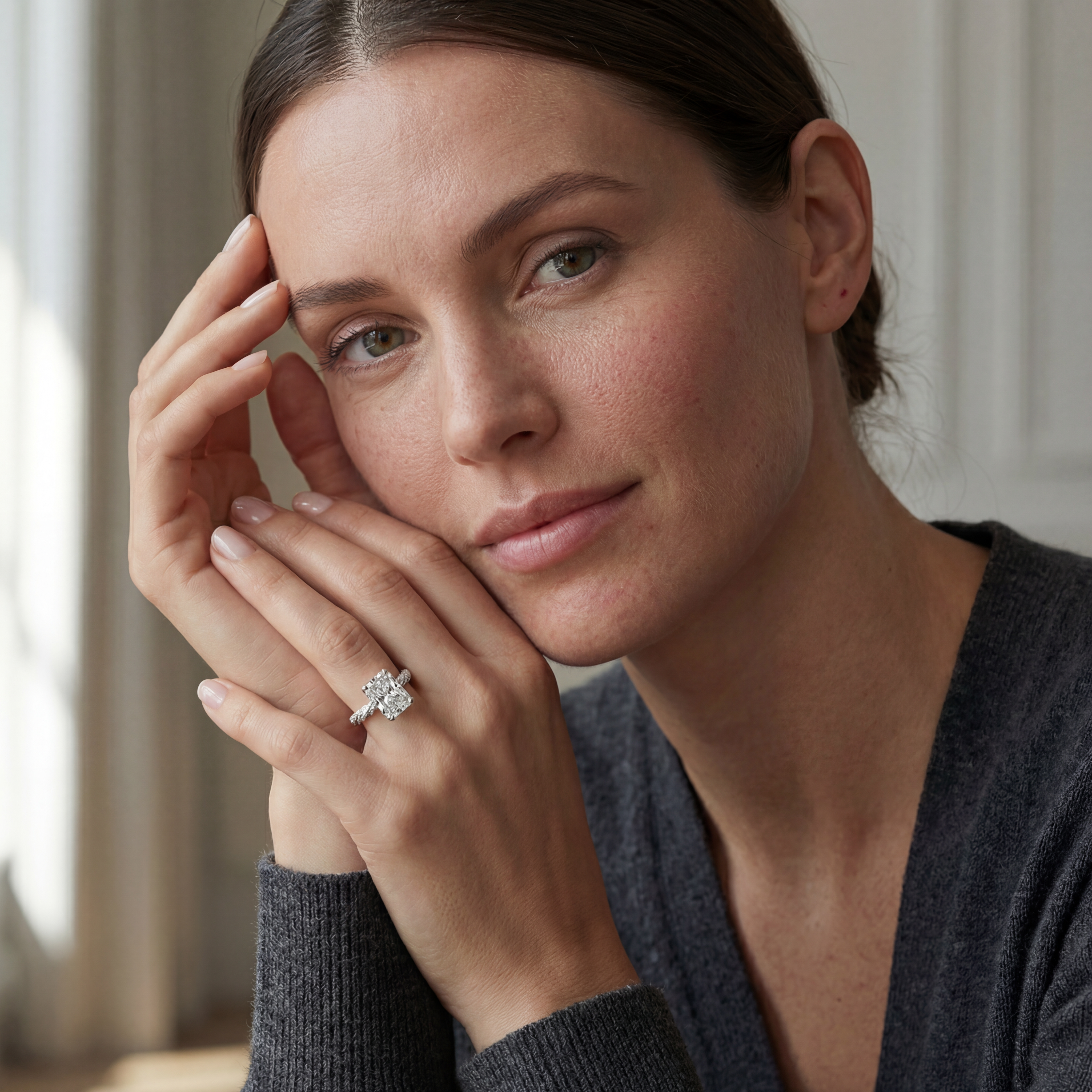 Women's 5ct Radiant Cut Diamond Engagement Ring with Pavé Band | 10K Gold | Draco Diamond